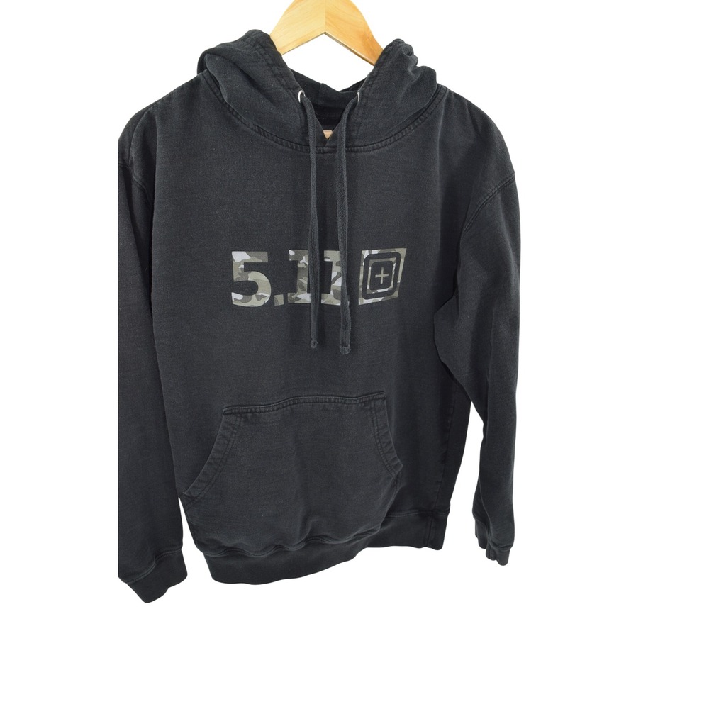 5.11 Tactical Hoodie Mens Medium Black‎ Camouflage Logo Pullover Sweatshirt